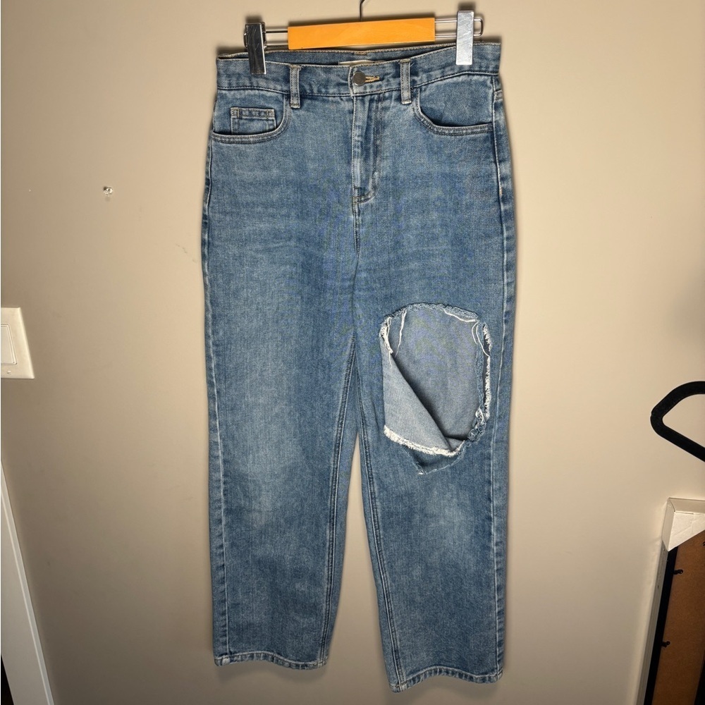 OAK + FORT Classic Distressed Blue Denim - Picture 6 of 9